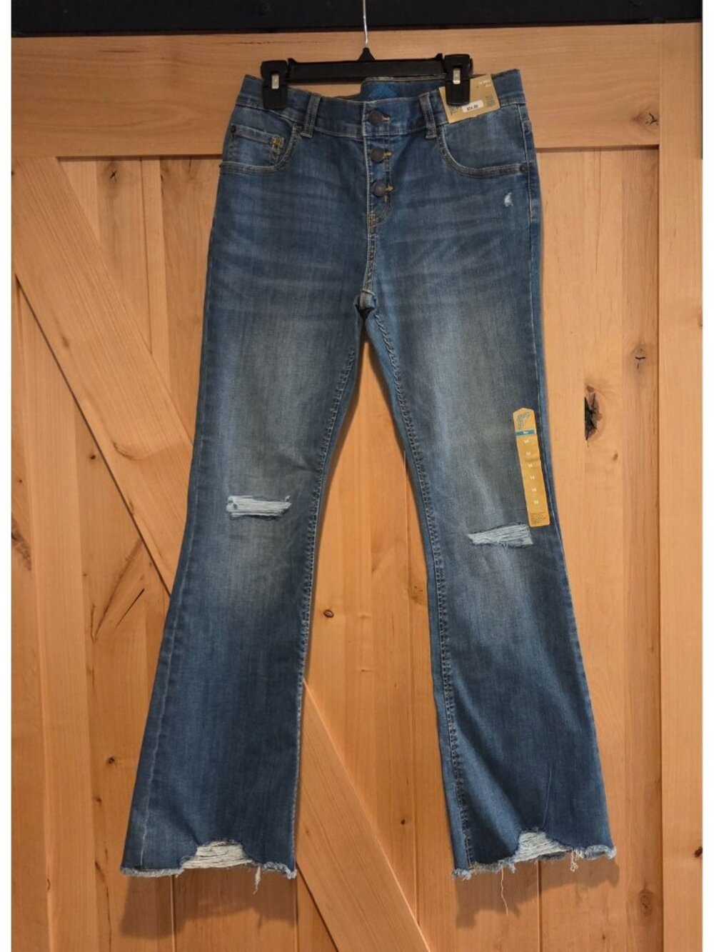 New! THEREABOUTS Suze 14 Flare Denim Distressed Blue Jeans 28x29"